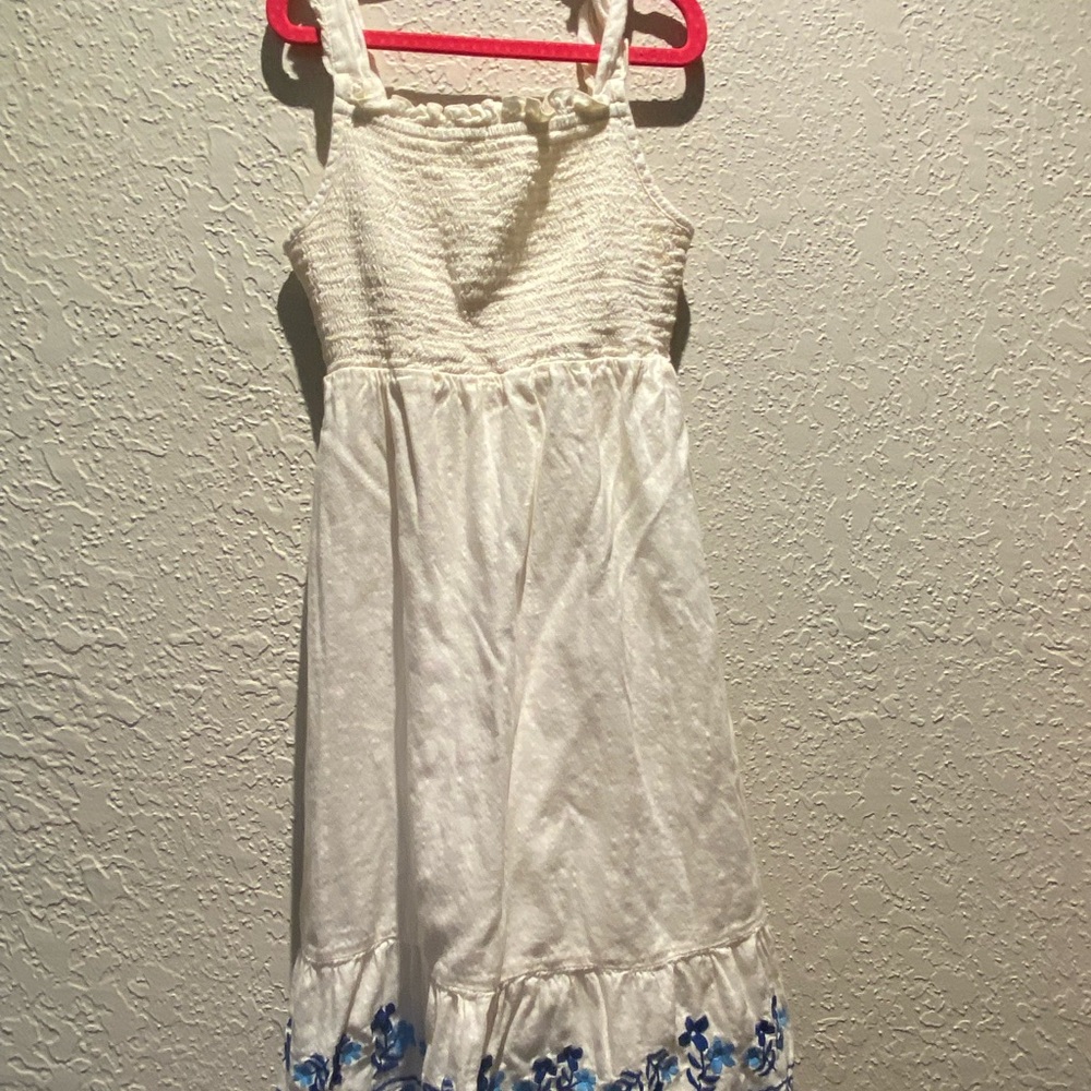 Old Navy White Dress with Blue Floral Trim